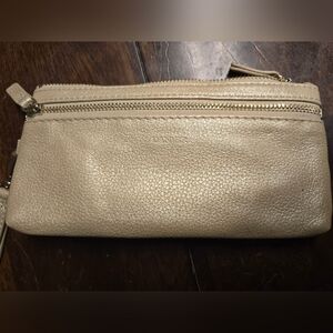 DANIER Cream Leather Pebbled Clutch